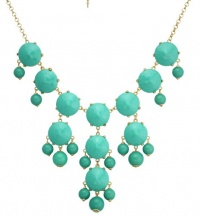 Color Bubble BIB Statement Fashion Necklace - Turquoise