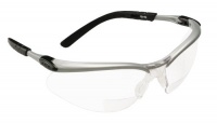 3M  Reader +2.0 Diopter Safety Glasses, Silver/Black Frame, Clear Lens