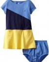 Nautica Baby-girls Infant Color Block Dress, Cornflower, 24 Months