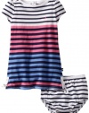 Nautica Baby-girls Infant Engineer Stripe Dress, Pink, 12 Months