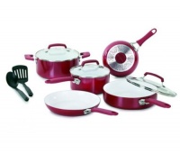 WearEver C943SA64 Pure Living Nonstick Scratch Resistant with Ceramic Coating Cookware Set, Red