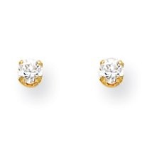 14K Yellow Gold 5mm CZ Earrings New in Gift Box