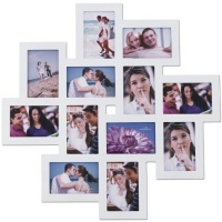 12-opening Wall Collage Photo Picture Frame -XSJ205 ADECO -Wall Art Home Decor , Holds Six 4-by-6-inch and Six 6-by-4-inch Photos Great Gift,Wooden,White