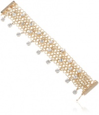 Anne Klein Richmond Gold-Tone Mesh Crystal Drops Bracelet, 7.25