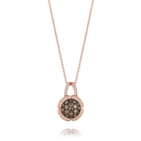 Le Vian Chocolate Diamond Flower Pendant in 14kt Rose Gold with 0.84 Carats of Chocolate and White Diamonds