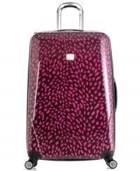 Get ready for a wild ride. A bright take on the beloved animal print puts a sassy fashion-forward bag at your side. The carry-on hardside construction and easy-glide spinner wheels keep tabs on your territory, providing incredible protection and hassle-free mobility. 10-year warranty.