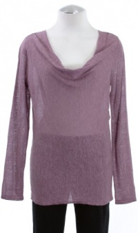 Eileen Fisher Mauve Silk/Linen Draped Neck Long Sleeve Shirt Top Small