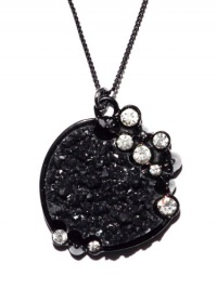 Black Drusy Crystal Necklace Spiked Edgy Statement Pendant Fashion Jewelry