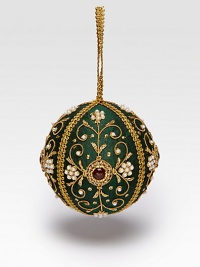 EXCLUSIVELY AT SAKS.COM. Elaborate beading and embroidered details transform this handcrafted ornament, from the renowned designer Sudha Pennathur. HandcraftedMetallic woven loopTissue base with glass beads4 diam.Imported