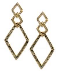 Diamond shapes can be your best friend with these earrings from INC International Concepts. Crafted from 12k gold-plated mixed metal and featuring hematite and glass accents, the diamond shapes come in threes, giving you more to appreciate. Approximate drop: 3 inches.