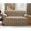 Sure Fit Scroll T Cushion Loveseat Slipcover, Brown