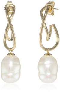 Majorica White Baroque Twisted Drop Earrings