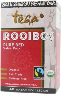 Tega Organic Rooibos Red Tea, 40-Count Tea Bags (Pack of 4)