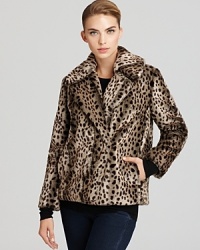 Simply purr-frect, this ultra-cozy faux fur French Connection coat flaunts the animal print trend of the season for a timelessly-chic look, now through the colder months ahead.