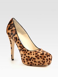 Eternally chic design of leopard-printed pony hair with a sexy heel and platform. Self-covered heel, 5 (125mm)Hidden platform, 1¼ (30mm)Compares to a 3¾ heel (95mm)Pony hair upperLeather lining and solePadded insoleMade in ItalyOUR FIT MODEL RECOMMENDS ordering one half size up as this style runs small. 