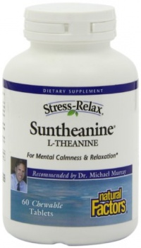 Natural Factors Stress-Relax Suntheanine Chewable Tablets, 60-Count