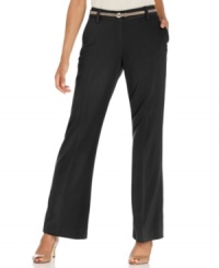 A sleek wide leg silhouette elegantly defines Charter Club's plus size pants-- they're perfect for work!