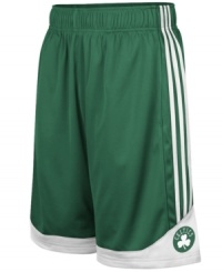 Get a step up on your competition and channel your favorite NBA basketball team with these Boston Celtics shorts from adidas.