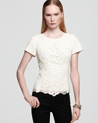 Display an affinity for beautiful style in a Rebecca Taylor tee, with a front panel constructed in lovely, ladylike lace.