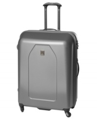 Sleek style and smart details put this durable suitcase on the top of your packing list. The protective hardside construction rolls effortlessly around on 360º spinner mobility and keeps your fragile essentials safe with extra-wide hold-down straps. The included Add-A-Bag strap lets you carry even more with no added hassle. Lifetime warranty.