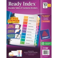 Avery Ready Index Table of Contents Dividers, 10-Tab, Multi-Color, 6 Sets (11188)