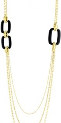 T Tahari Bamboo Gold Necklace with Black Link Stations