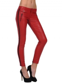 Blank NYC Womens Vegan Leather Moto Skinny - Red Lobster - 25