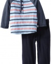 Splendid Littles Baby-Boys Newborn Nantucket Stripe Henley Pant Set, Sky, 6-12 Months