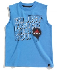 He'll be able to boast more than just great style with this muscle tee from adidas.