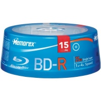 Blu-ray Memorex Blu-Ray Write Once 4X 25 GB BD-R Single Layer Media - 15 Pack in Cake Box