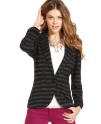 Elevate your day outfit with American Rag's metallic-stripe blazer -- a layer with luxe appeal!