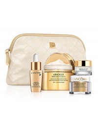 Lancôme's solution is to improve the condition around the stem cells and stimulate cell regeneration to reconstruct skin to a denser quality.  Recover the visible signs of younger skin within 7 days. Skin seems denser, looks smoother, radiant, and has a more uniform complexion. See significant deep wrinkle reduction in UV-damaged skin after 4 weeks.  Set includes: 0.5 oz. Absolue Ultimate Night Bx Intense Night Recovery and Replenishing Serum, 1.6 oz.