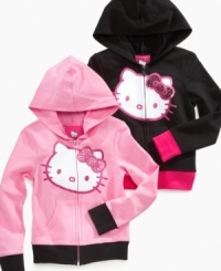 Sparkle and shine. She can get cozy in the sweet style of this rhinestone logo hoodie from Hello Kitty.