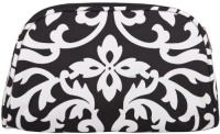 Black Damask Floral Cosmetic Makeup Bag