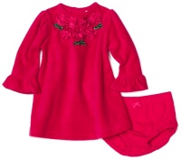 Hartstrings Baby-Girls Newborn Velour Rose Dress, Red, 3-6 Months