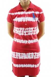 Ralph Lauren Sport Women's Polo Dress Red Tie Dye Large Pony w/Cap Sleeves-Medium