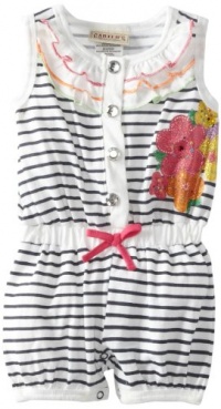 Carter's Watch the Wear Baby-Girls Infant Romper With Stripes And Flowers, Navy, 18 Months