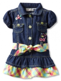 Carter's Watch the Wear Baby-girls Infant Denim Dress With Cherries and Striped Belt, Medium Wash, 24 Months