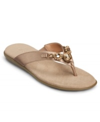 The Aerosoles Chlementine Sandals combine the diva-worthy details of rhinestones and a metallic finish with a breezy thong sandal for a fun casual look.