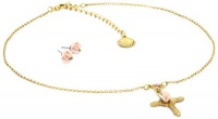 The Vatican Library Collection Pink Rose Cross Necklace Earrings Set