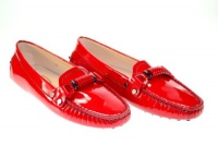 TOD'S Heaven E.M. Access Leather Driving Shoes Red Sz 37 VE0R602