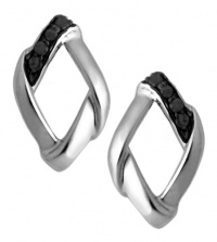 Genuine Eternal Elegance (TM) Tarnish Resistant Rhodium Finish .925 Sterling Silver Black Diamond Earrings (14 x 9 mm). 100% Satisfaction Guaranteed.