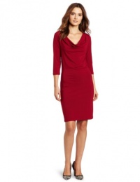 Three Dots Red Women's Cowl Neck Dress, Ruby Red, X-Large