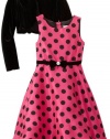 Rare Editions Girls 7-16 Cardigan Dress, Pink/Black, 7