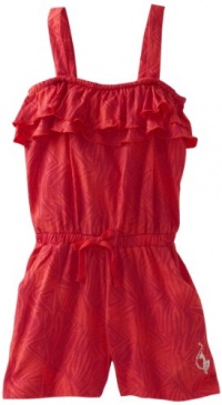 Baby Phat - Kids Girls 2-6X Printed Romper With Ruffles, Orange, 5/6