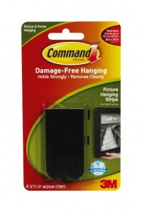 Command Medium Picture Hanging Strips, Black, 4-Strip