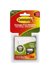 Command Picture Hanging Strips, White, 4-Small, 8-Medium, 4-Pack