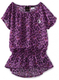 Baby Phat - Kids Girls 7-16 Printed Leopard Tunic, Purple, Small