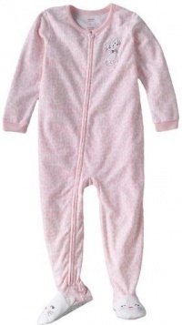 Carter's Girls Micro Fleece Smiling Pussycat Footed Blanket Sleeper Pajamas (18 Months)