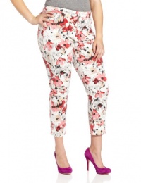 NYDJ Women's Plus-Size Alisha Ankle Watercolor Floral Poppy Pant